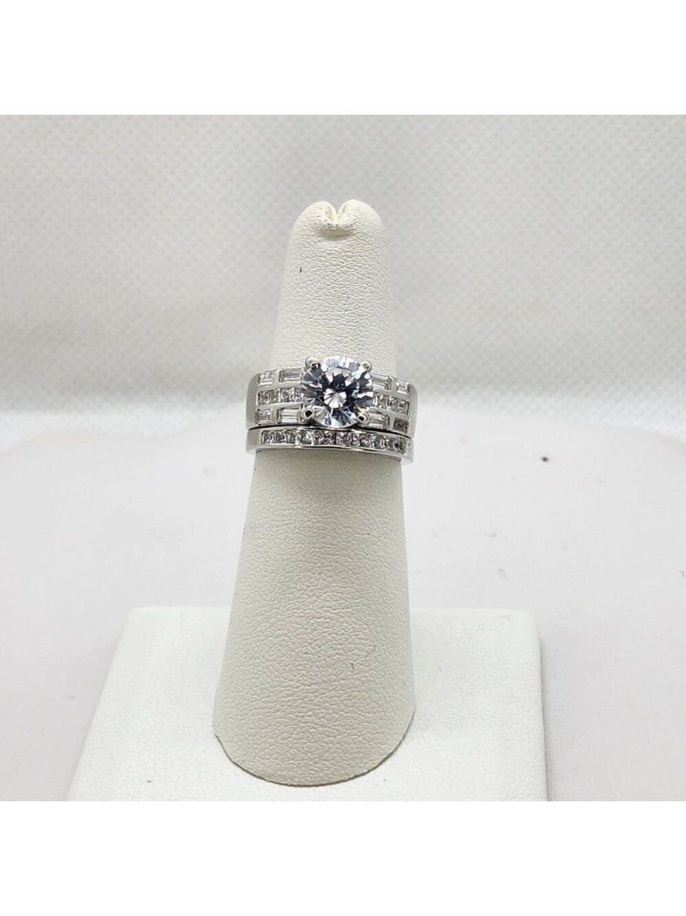 Brand New Sterling Silver 925 2pc cz Gemstone Ring